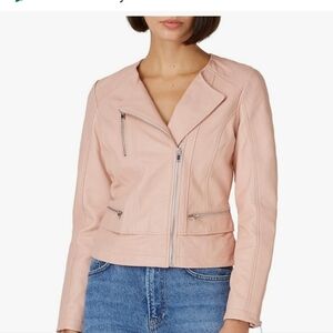 Slate & Willow Moto Leather Jacket Pink Size XL